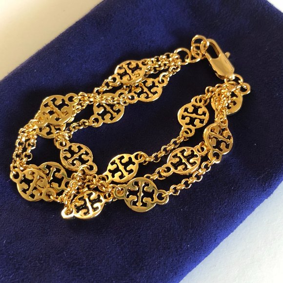 Tory Burch Multi Strand Logo Bracelet-gold - Picture 3 of 3
